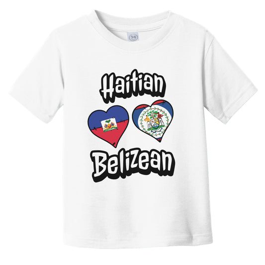 Haitian Belizean Flag Heart Combo Haiti Belize Infant Toddler T-Shirt