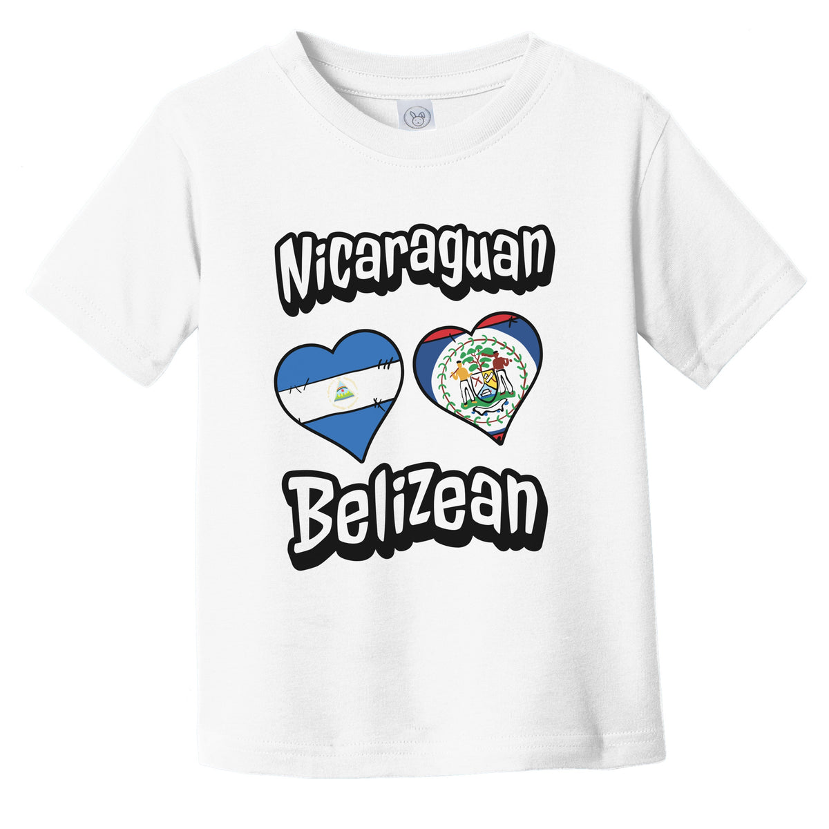 Nicaraguan Belizean Flag Heart Combo Nicaragua Belize Infant Toddler T-Shirt