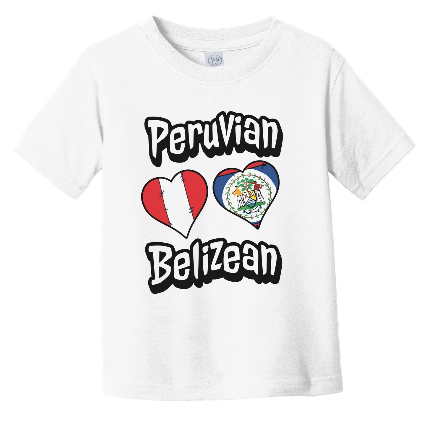 Peruvian Belizean Flag Heart Combo Peru Belize Infant Toddler T-Shirt