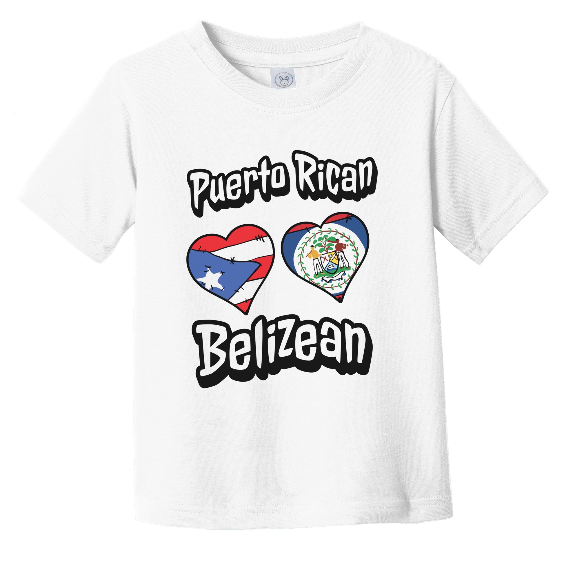 Puerto Rican Belizean Flag Heart Combo Puerto Rico Belize Infant Toddler T-Shirt