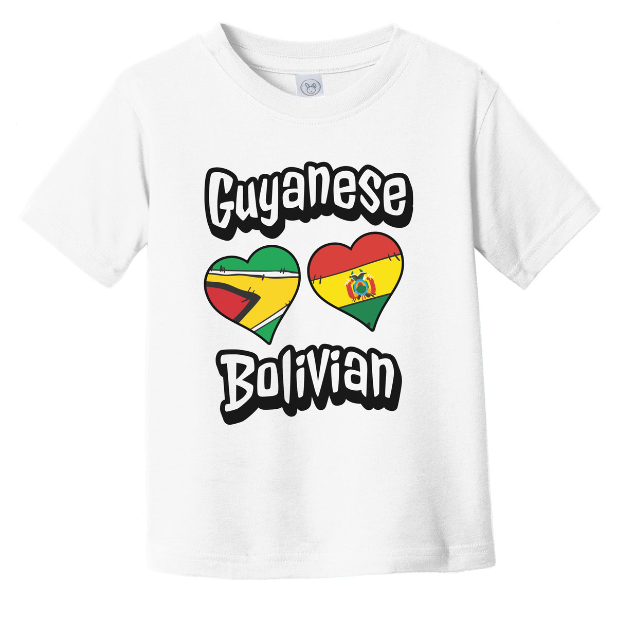 Guyanese Bolivian Flag Heart Combo Guyana Bolivia Infant Toddler T-Shirt