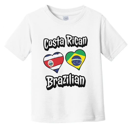 Costa Rican Brazilian Flag Heart Combo Costa Rica Brazil Infant Toddler T-Shirt