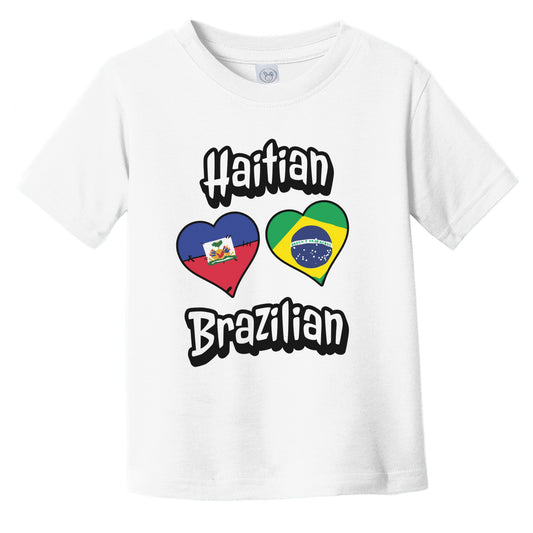 Haitian Brazilian Flag Heart Combo Haiti Brazil Infant Toddler T-Shirt