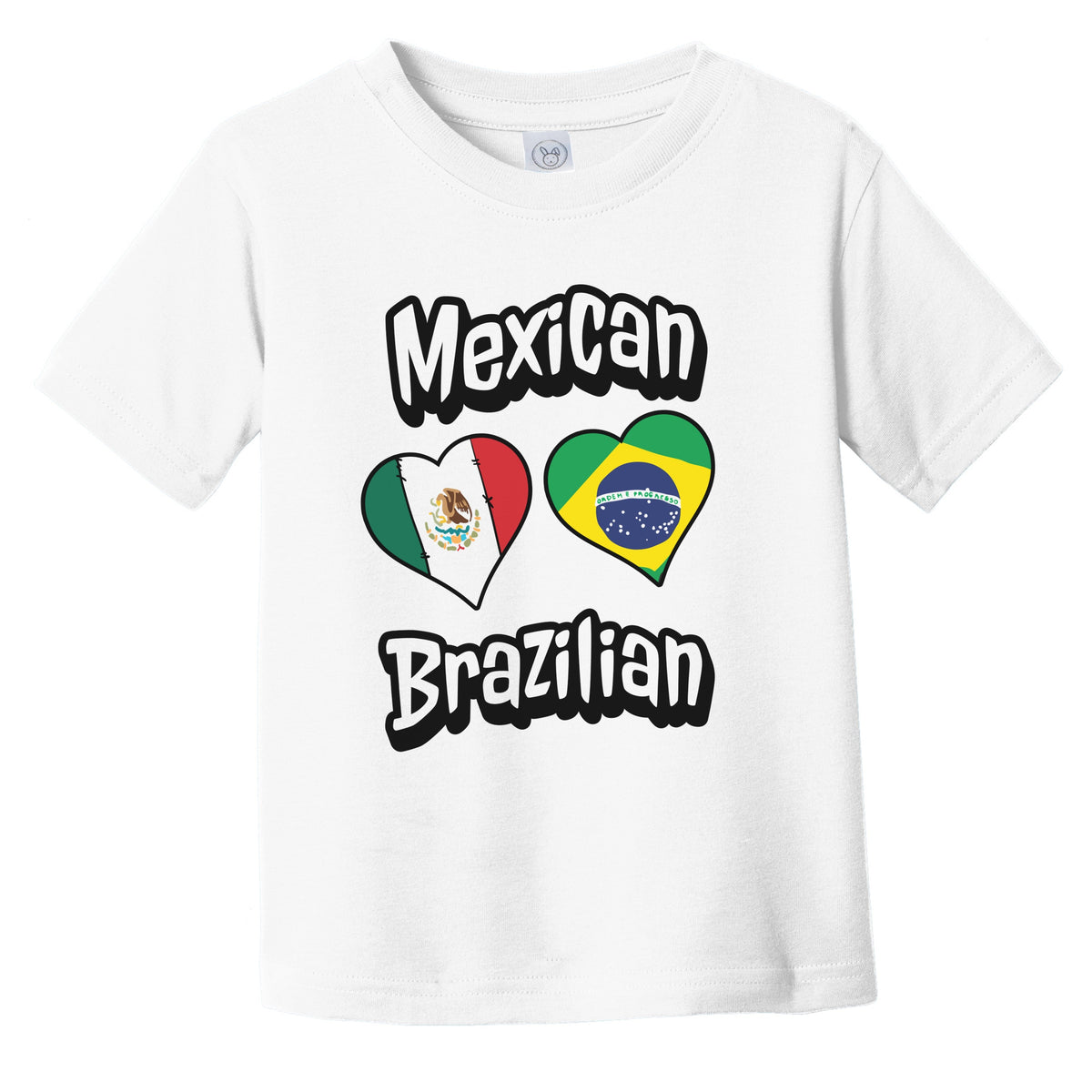 Mexican Brazilian Flag Heart Combo Mexico Brazil Infant Toddler T-Shirt