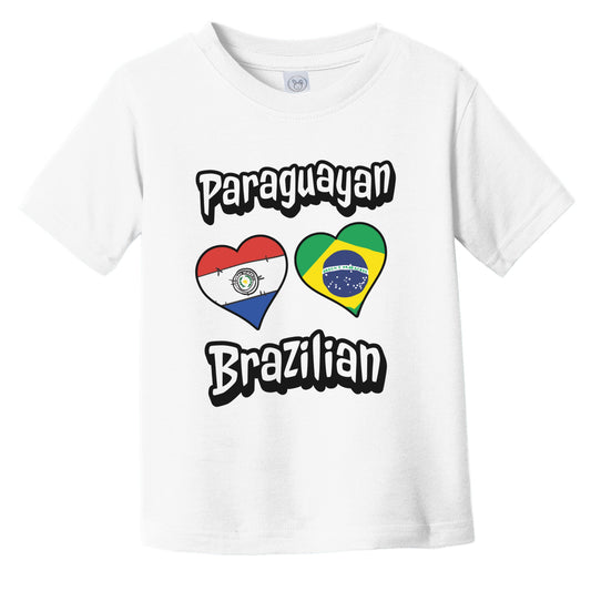 Paraguayan Brazilian Flag Heart Combo Paraguay Brazil Infant Toddler T-Shirt
