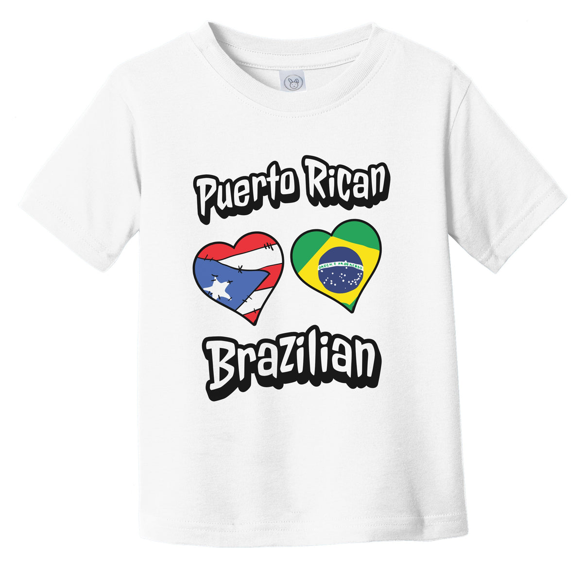 Puerto Rican Brazilian Flag Heart Combo Puerto Rico Brazil Infant Toddler T-Shirt