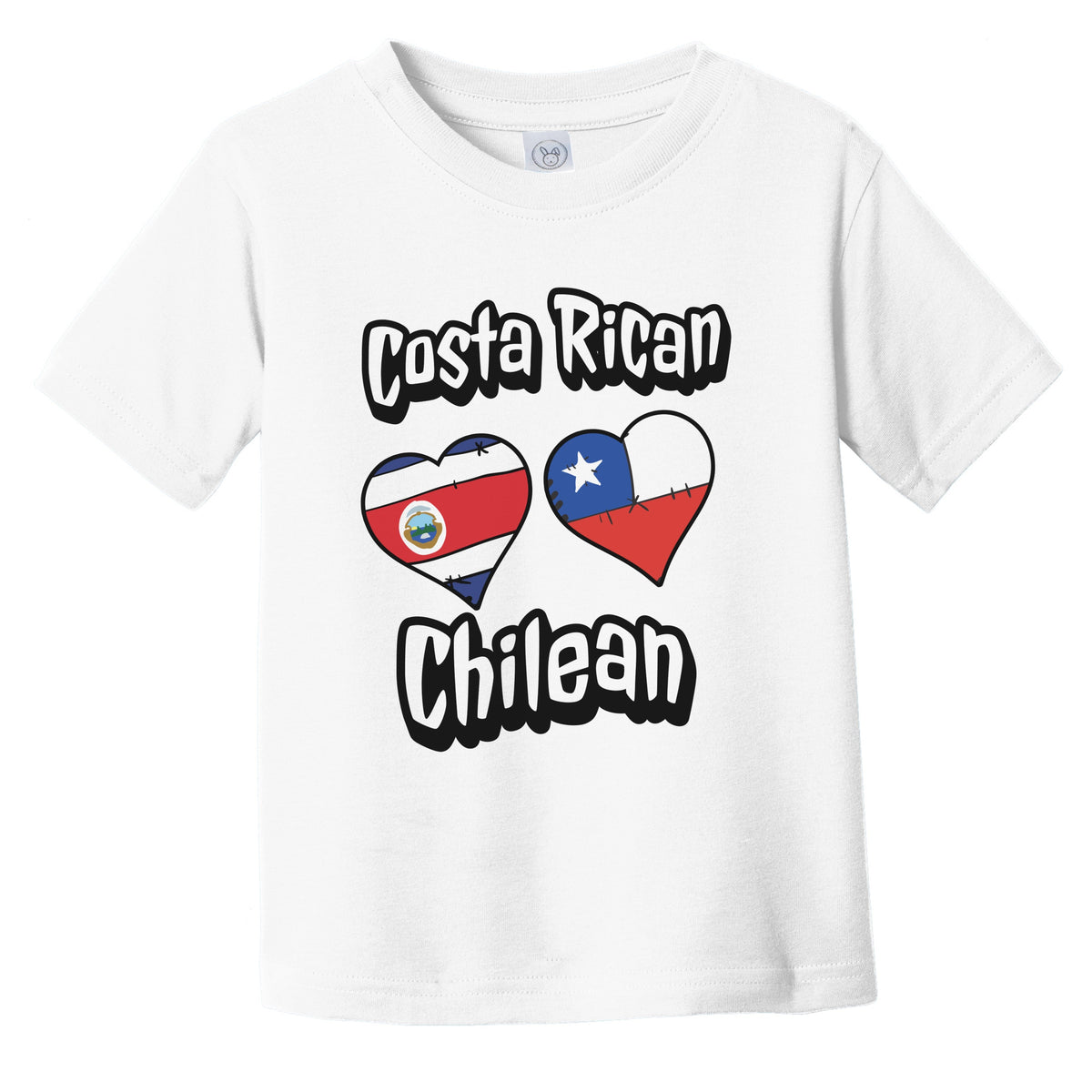 Costa Rican Chilean Flag Heart Combo Costa Rica Chile Infant Toddler T-Shirt