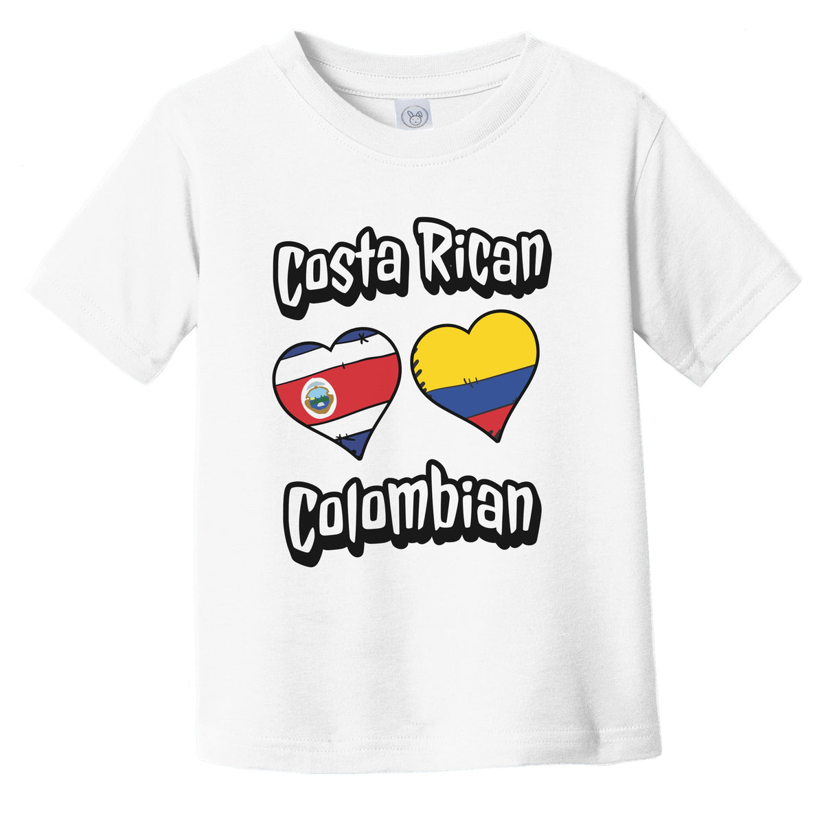 Costa Rican Colombian Flag Heart Combo Costa Rica Colombia Infant Toddler T-Shirt