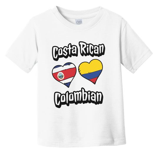 Costa Rican Colombian Flag Heart Combo Costa Rica Colombia Infant Toddler T-Shirt