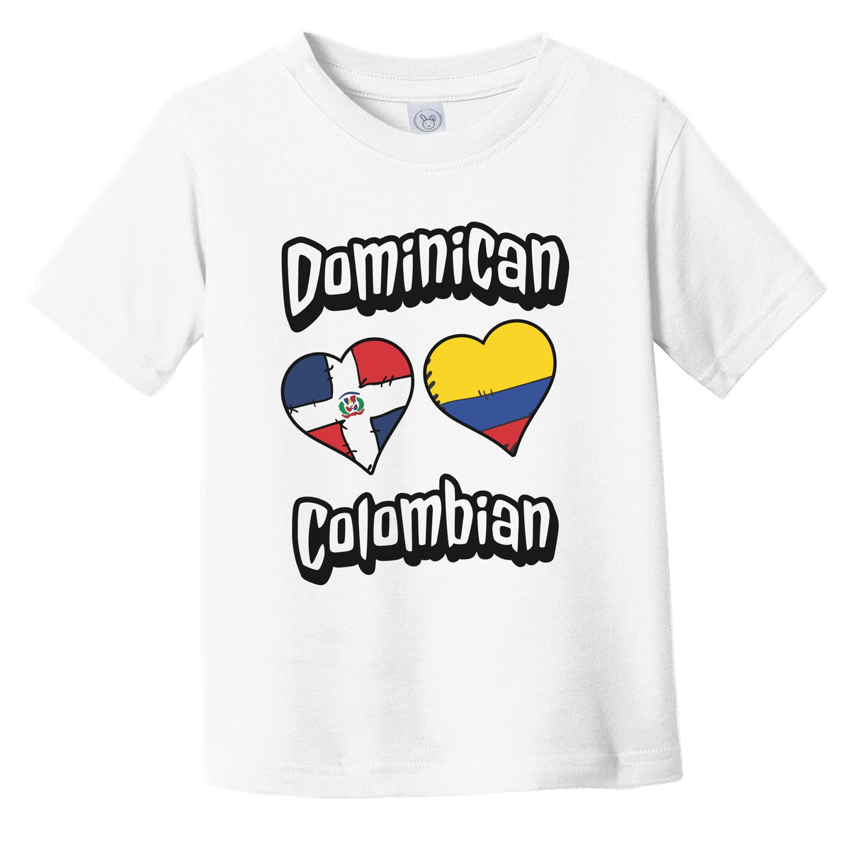 Dominican Colombian Flag Hearts Dominican Republic Colombia Infant Toddler T-Shirt