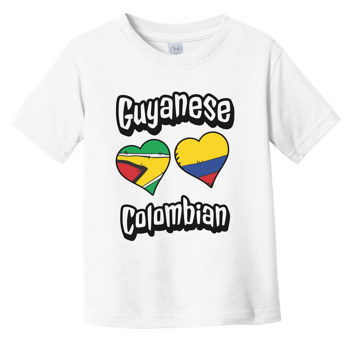 Guyanese Colombian Flag Heart Combo Guyana Colombia Infant Toddler T-Shirt
