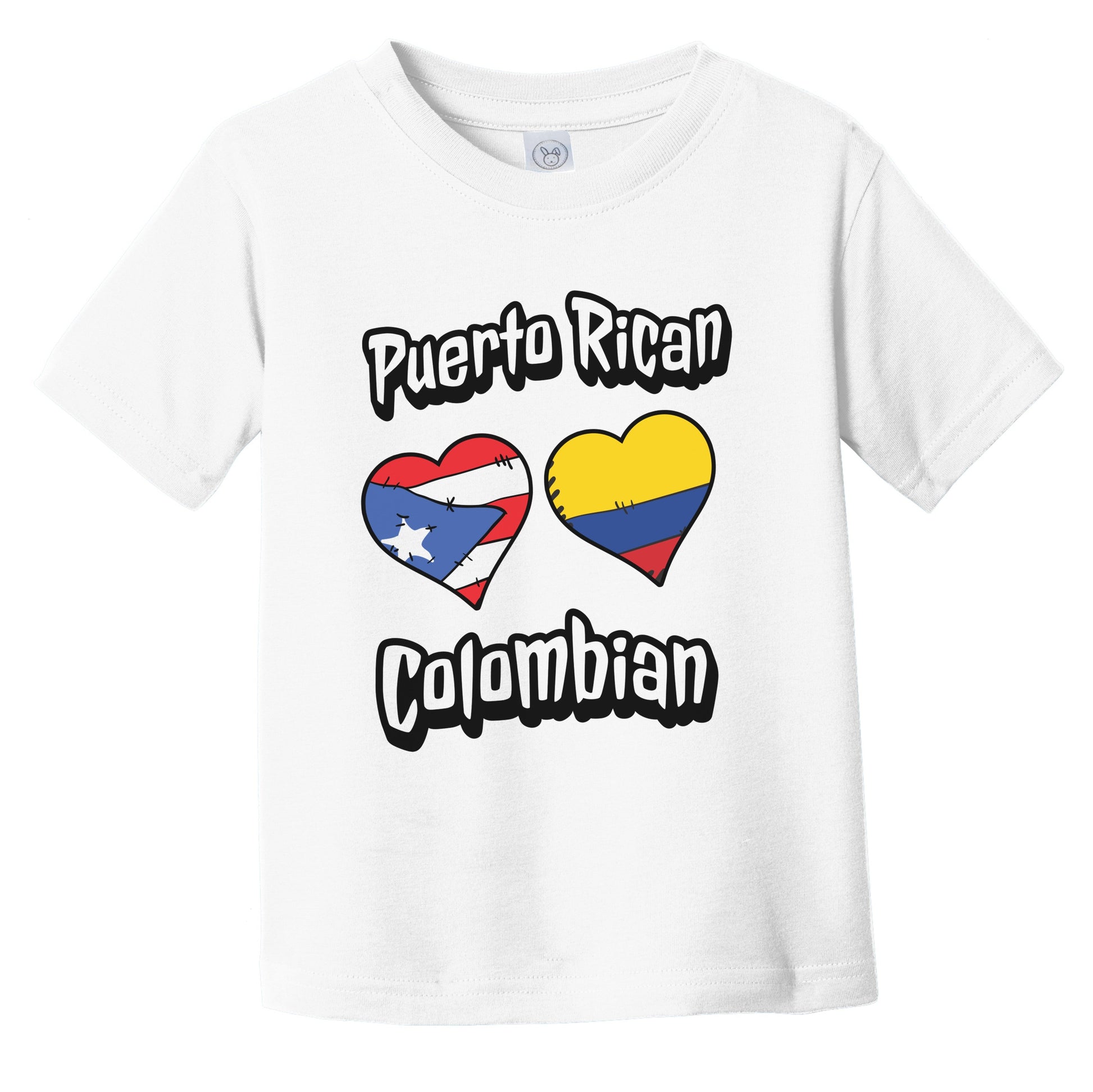 Puerto Rican Colombian Flag Heart Combo Puerto Rico Colombia Infant Toddler T-Shirt