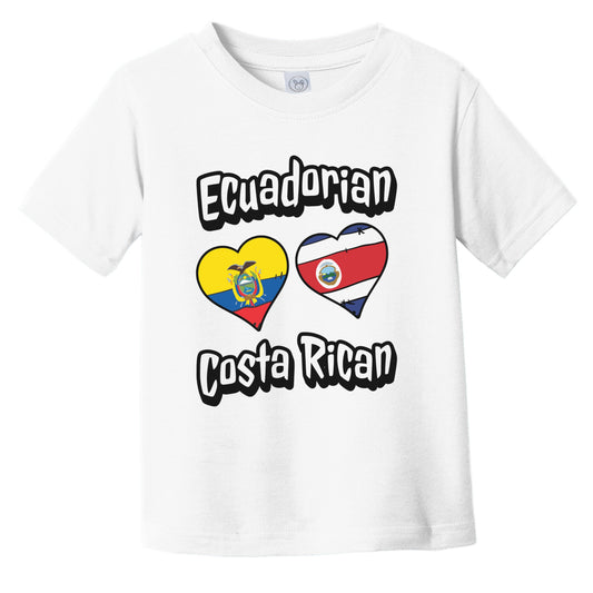 Ecuadorian Costa Rican Flag Heart Combo Ecuador Costa Rica Infant Toddler T-Shirt