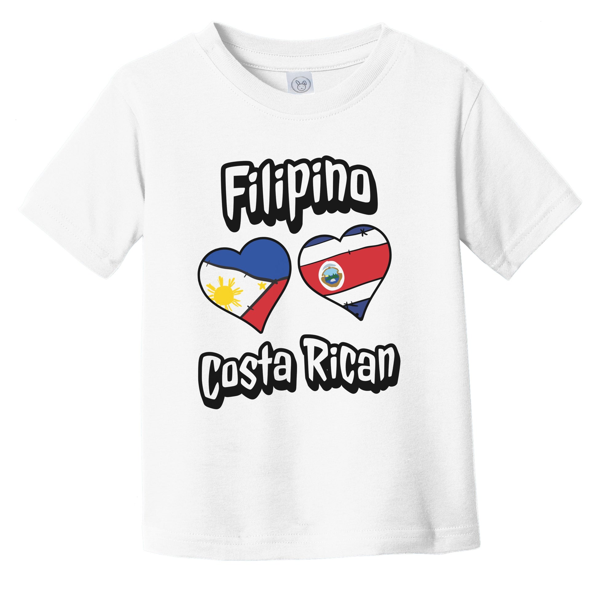 Filipino Costa Rican Flag Heart Combo Philippines Costa Rica Infant Toddler T-Shirt