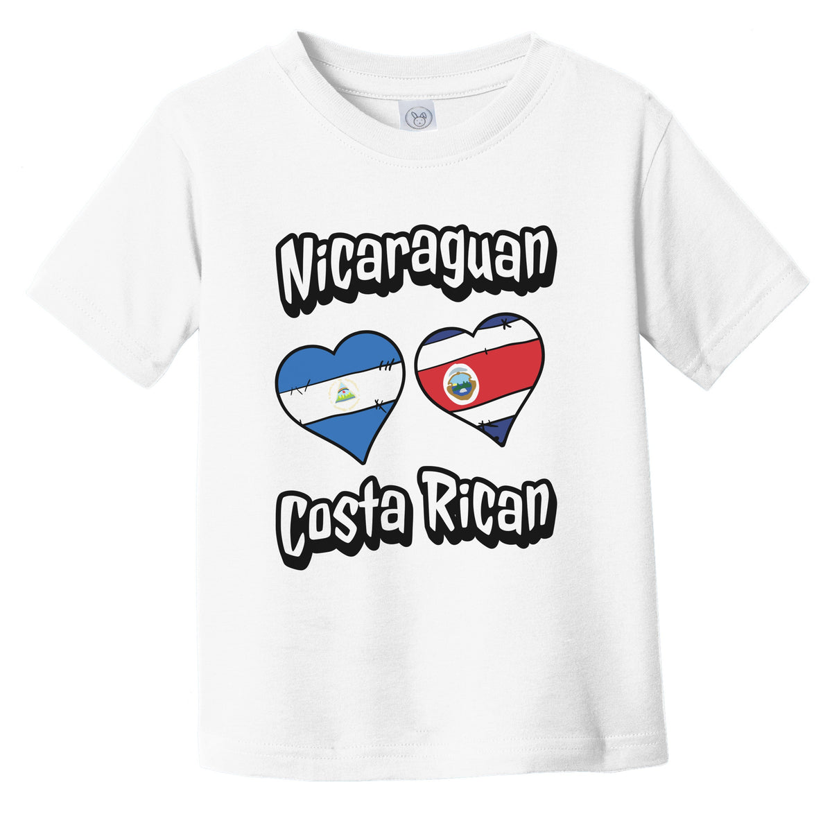 Nicaraguan Costa Rican Flag Heart Combo Nicaragua Costa Rica Infant Toddler T-Shirt