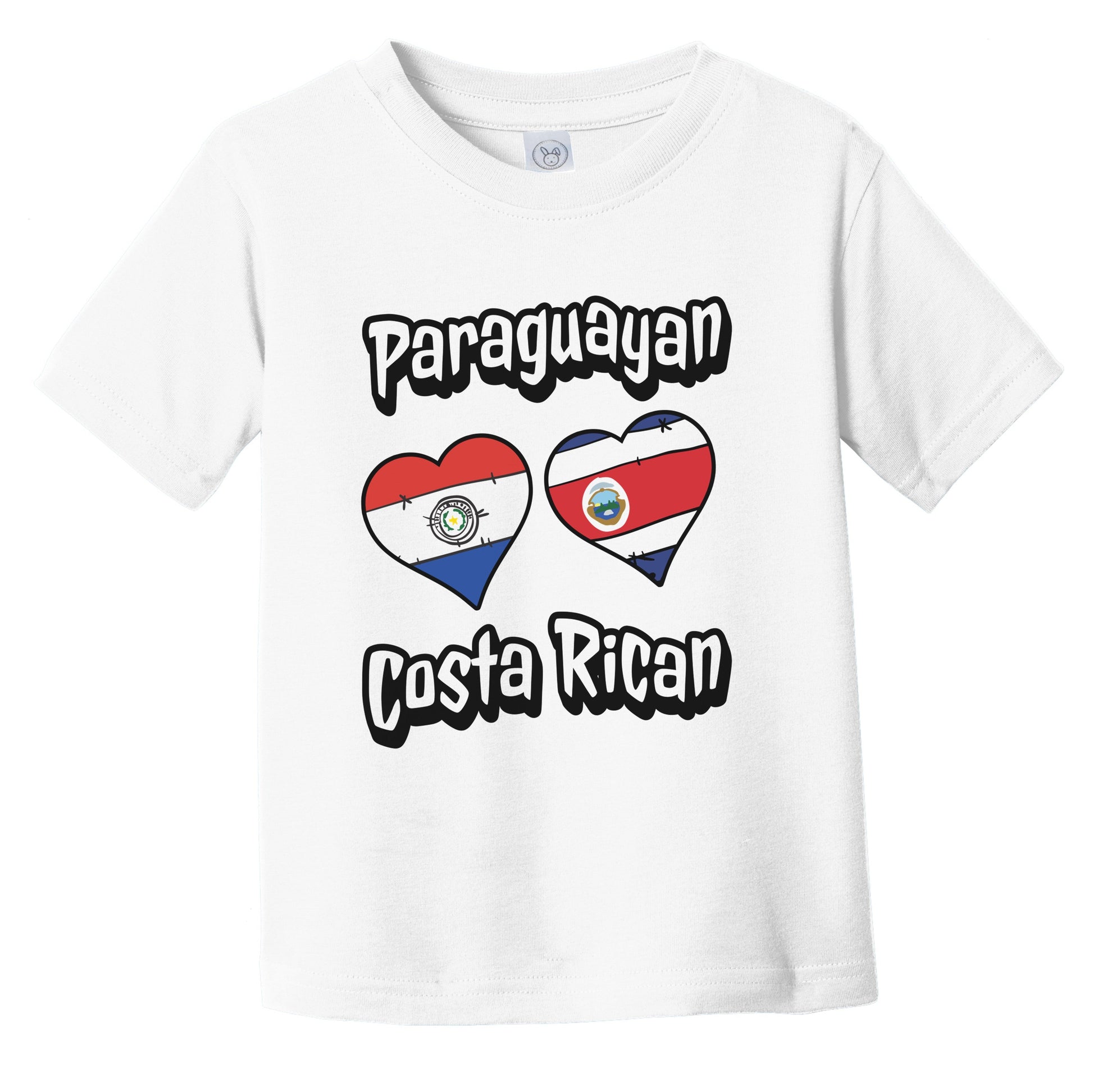 Paraguayan Costa Rican Flag Heart Combo Paraguay Costa Rica Infant Toddler T-Shirt