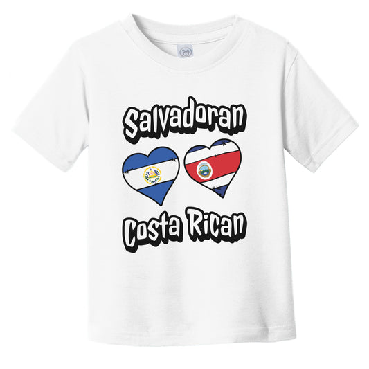 Salvadoran Costa Rican Flag Hearts El Salvador Costa Rica Infant Toddler T-Shirt