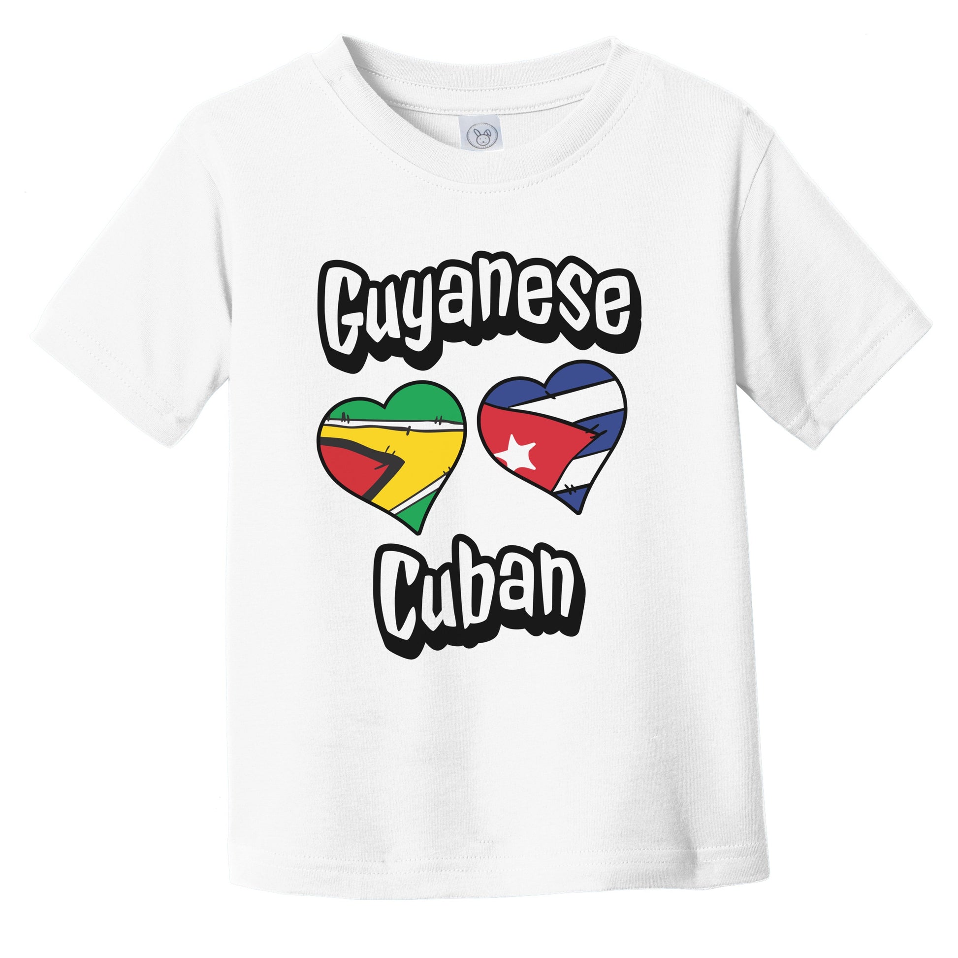 Guyanese Cuban Flag Heart Combo Guyana Cuba Infant Toddler T-Shirt