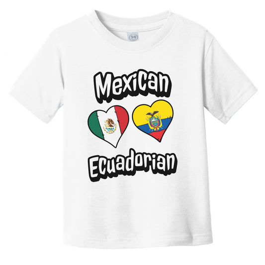 Mexican Ecuadorian Flag Heart Combo Mexico Ecuador Infant Toddler T-Shirt