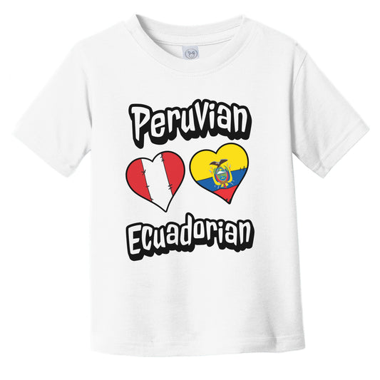 Peruvian Ecuadorian Flag Heart Combo Peru Ecuador Infant Toddler T-Shirt