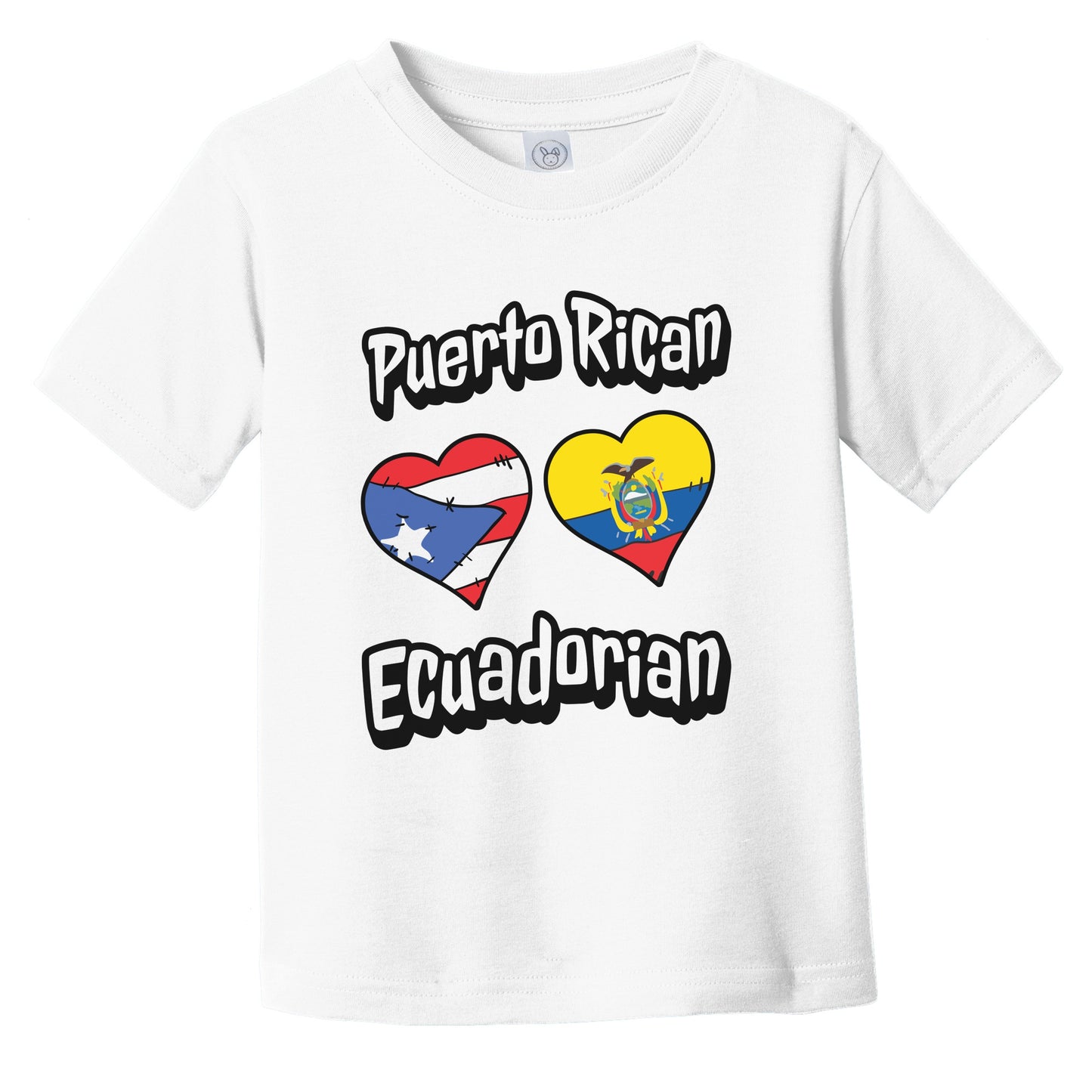 Puerto Rican Ecuadorian Flag Heart Combo Puerto Rico Ecuador Infant Toddler T-Shirt