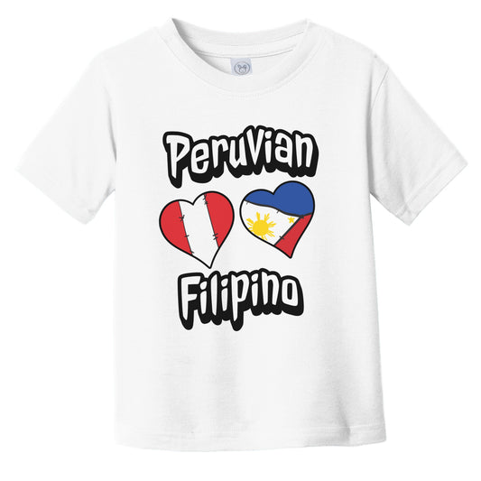 Peruvian Filipino Flag Heart Combo Peru Philippines Infant Toddler T-Shirt