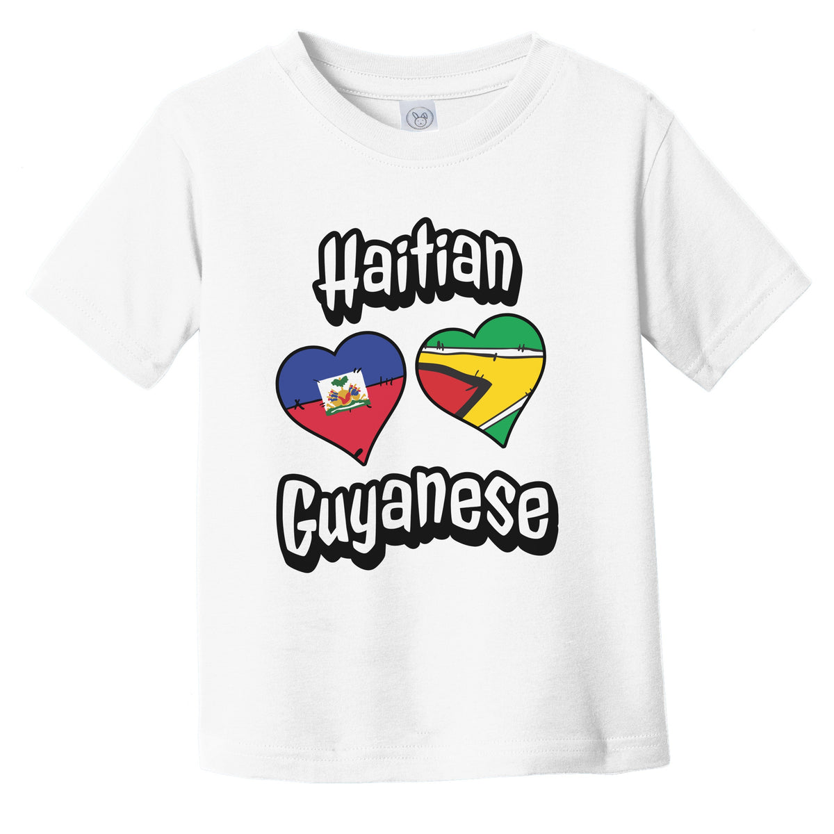 Haitian Guyanese Flag Heart Combo Haiti Guyana Infant Toddler T-Shirt