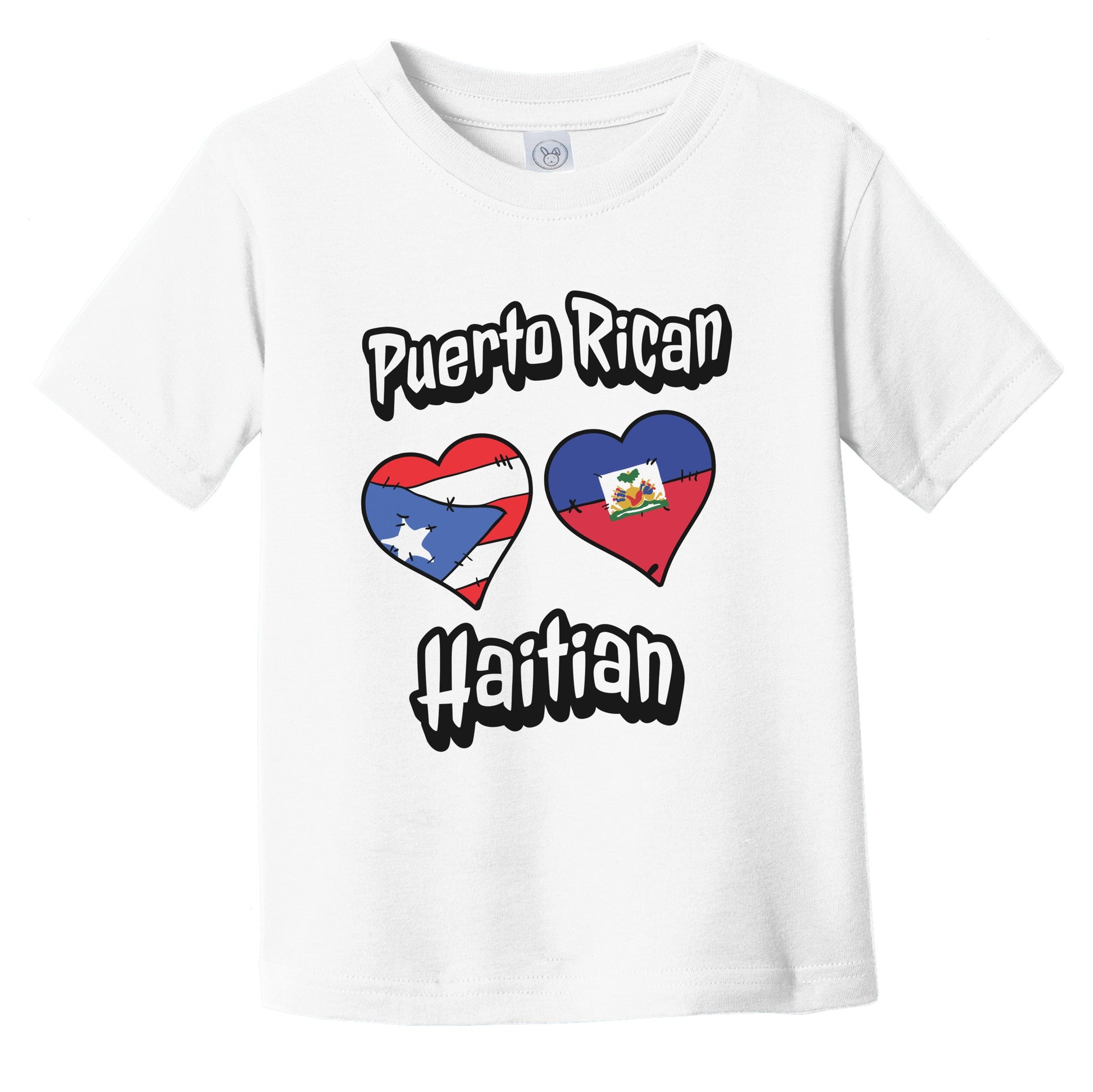 Puerto Rican Haitian Flag Heart Combo Puerto Rico Haiti Infant Toddler T-Shirt