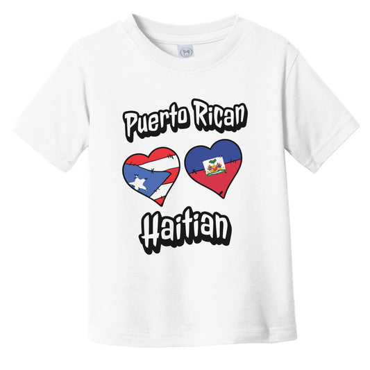 Puerto Rican Haitian Flag Heart Combo Puerto Rico Haiti Infant Toddler T-Shirt