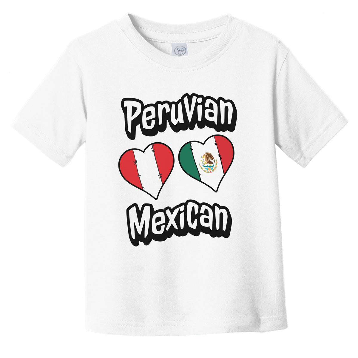 Peruvian Mexican Flag Heart Combo Peru Mexico Infant Toddler T-Shirt