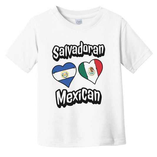 Salvadoran Mexican Flag Heart Combo El Salvador Mexico Infant Toddler T-Shirt