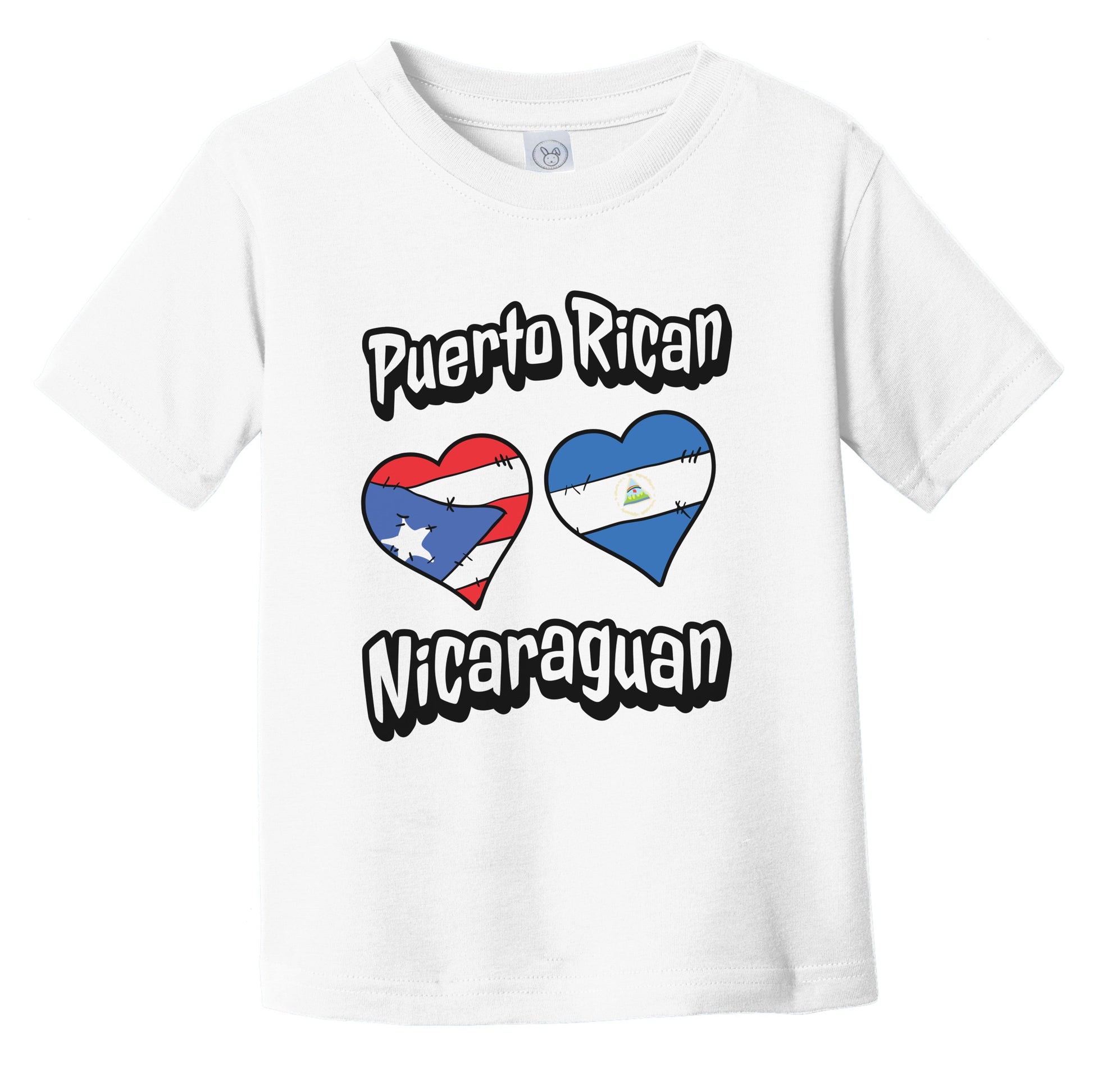 Puerto Rican Nicaraguan Flag Hearts Puerto Rico Nicaragua Infant Toddler T-Shirt