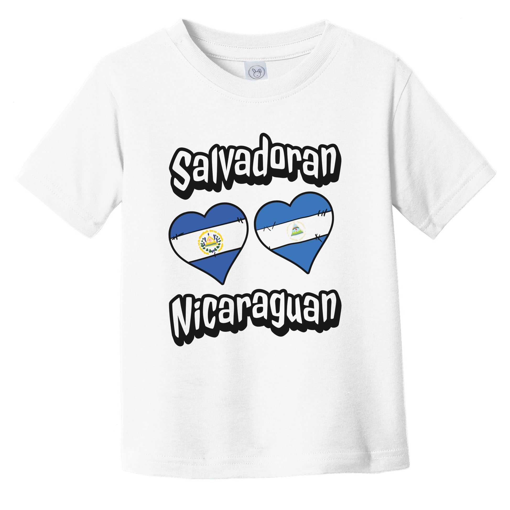 Salvadoran Nicaraguan Flag Heart Combo El Salvador Nicaragua Infant Toddler T-Shirt