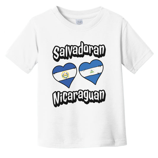 Salvadoran Nicaraguan Flag Heart Combo El Salvador Nicaragua Infant Toddler T-Shirt