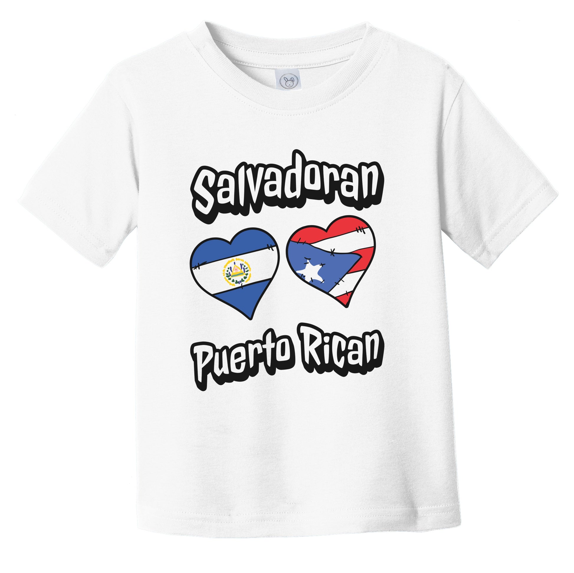 Salvadoran Puerto Rican Flag Hearts El Salvador Puerto Rico Infant Toddler T-Shirt