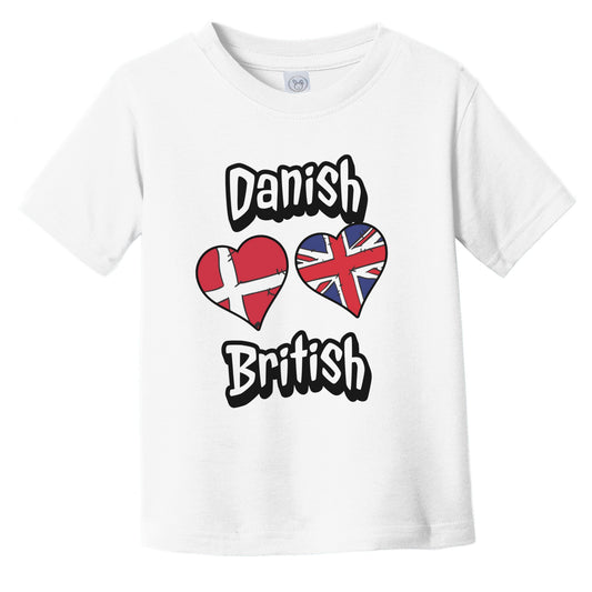 Danish British Flag Heart Combo Denmark UK Infant Toddler T-Shirt