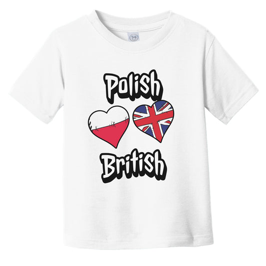 Polish British Flag Heart Combo Poland UK Infant Toddler T-Shirt
