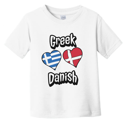 Greek Danish Flag Heart Combo Greece Denmark Infant Toddler T-Shirt