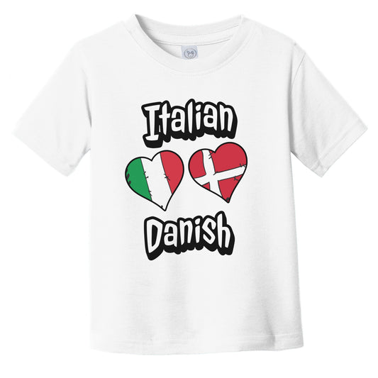 Italian Danish Flag Heart Combo Italy Denmark Infant Toddler T-Shirt