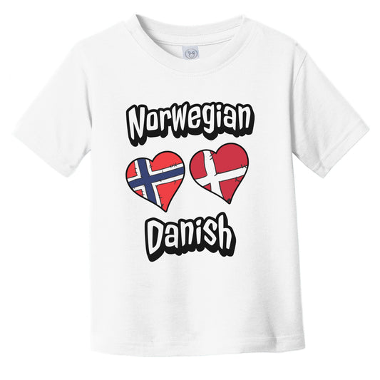 Norwegian Danish Flag Heart Combo Norway Denmark Infant Toddler T-Shirt