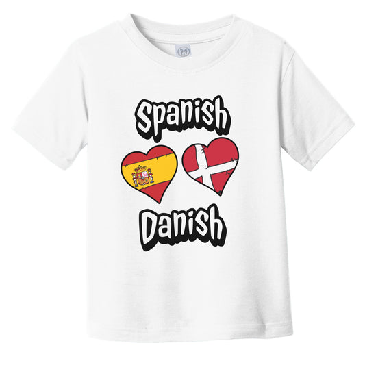 Spanish Danish Flag Heart Combo Spain Denmark Infant Toddler T-Shirt