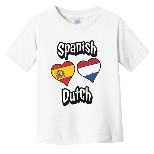 Spanish Dutch Flag Heart Combo Spain Netherlands Infant Toddler T-Shirt