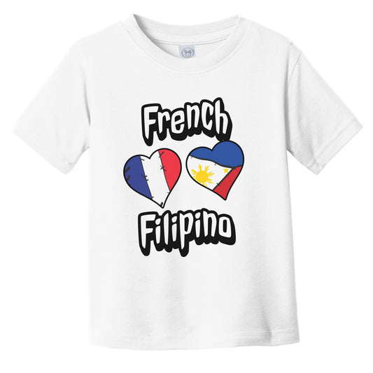 French Filipino Flag Heart Combo France Philippines Infant Toddler T-Shirt