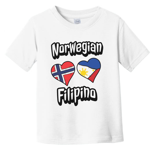 Norwegian Filipino Flag Heart Combo Norway Philippines Infant Toddler T-Shirt
