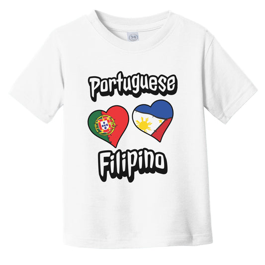 Portuguese Filipino Flag Heart Combo Portugal Philippines Infant Toddler T-Shirt