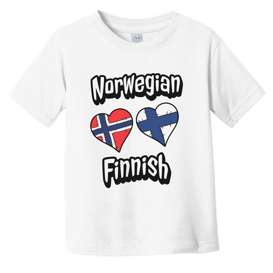 Norwegian Finnish Flag Heart Combo Norway Finland Infant Toddler T-Shirt