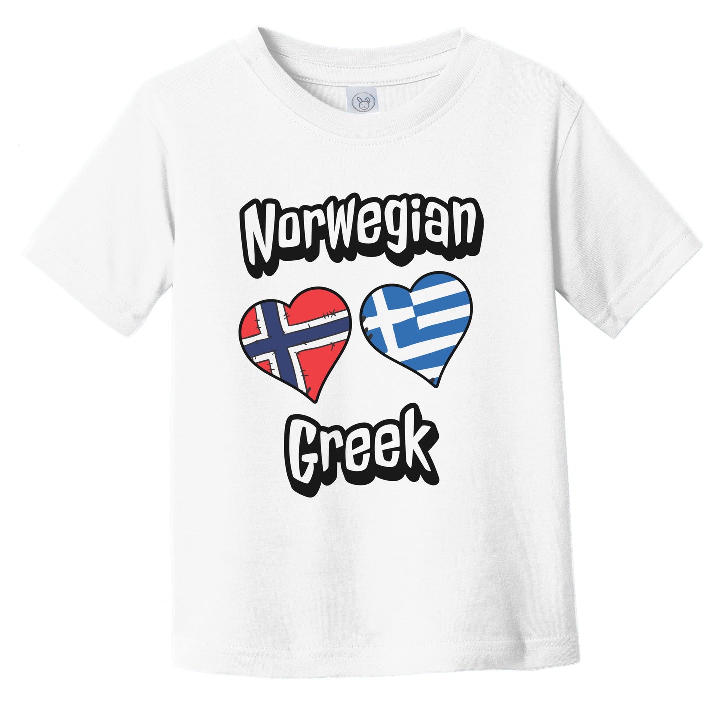 Norwegian Greek Flag Heart Combo Norway Greece Infant Toddler T-Shirt