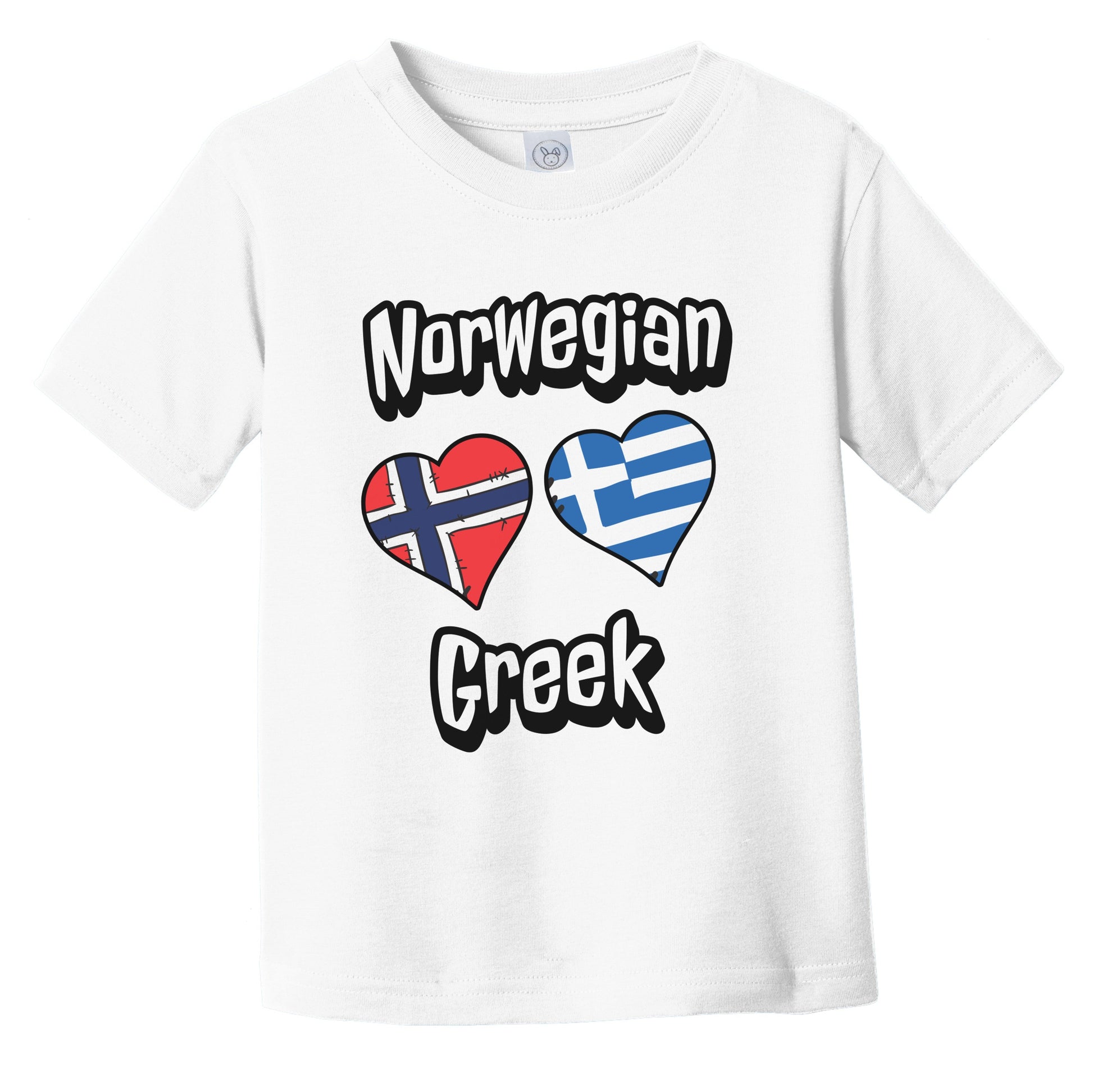 Norwegian Greek Flag Heart Combo Norway Greece Infant Toddler T-Shirt