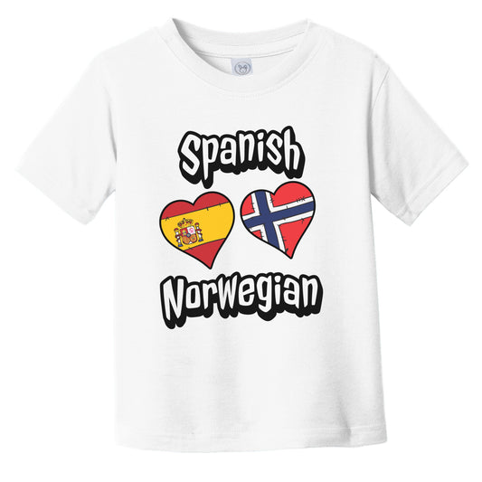 Spanish Norwegian Flag Heart Combo Spain Norway Infant Toddler T-Shirt