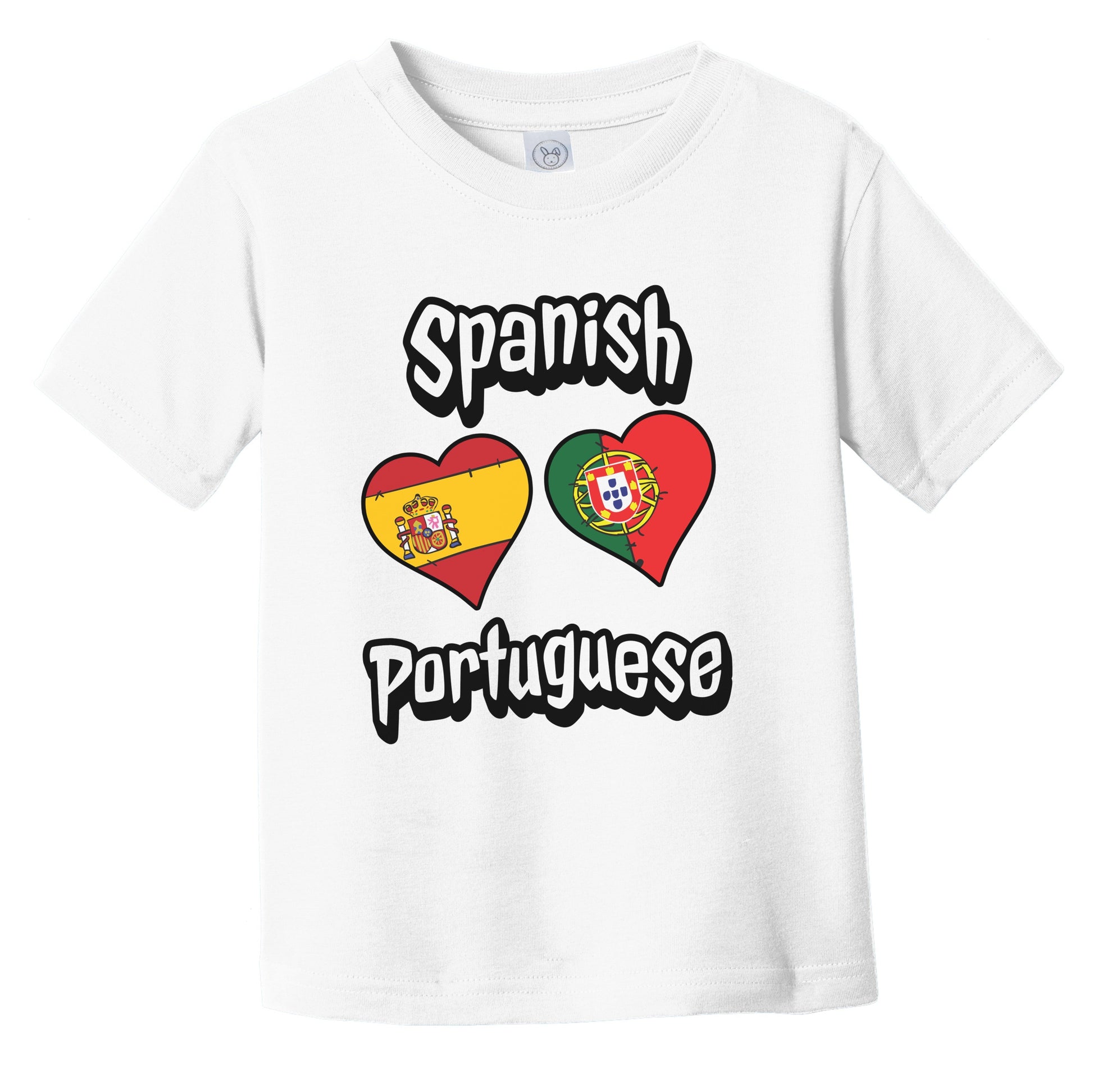 Spanish Portuguese Flag Heart Combo Spain Portugal Infant Toddler T-Shirt
